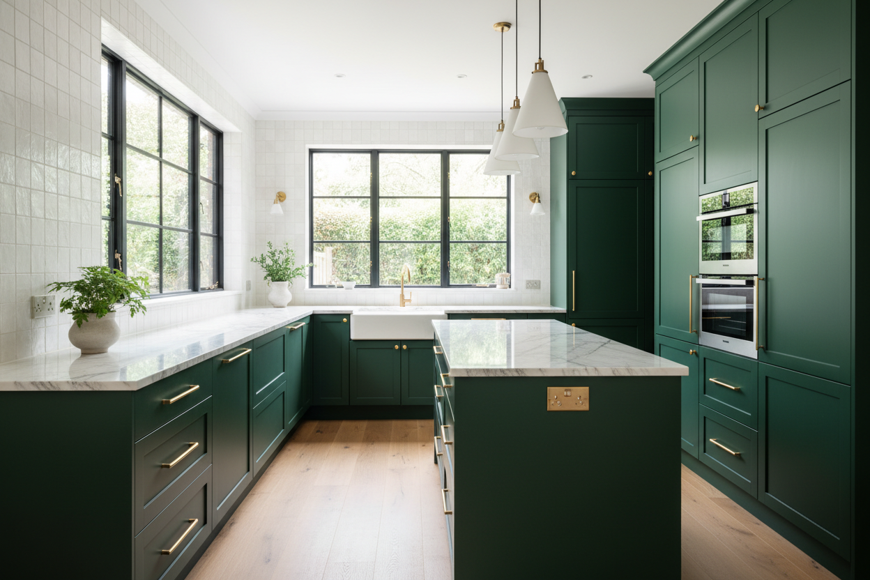green cabinets