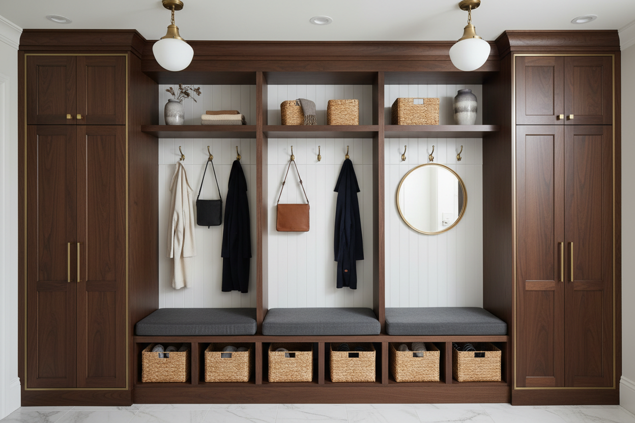 Luxury mudroom storage