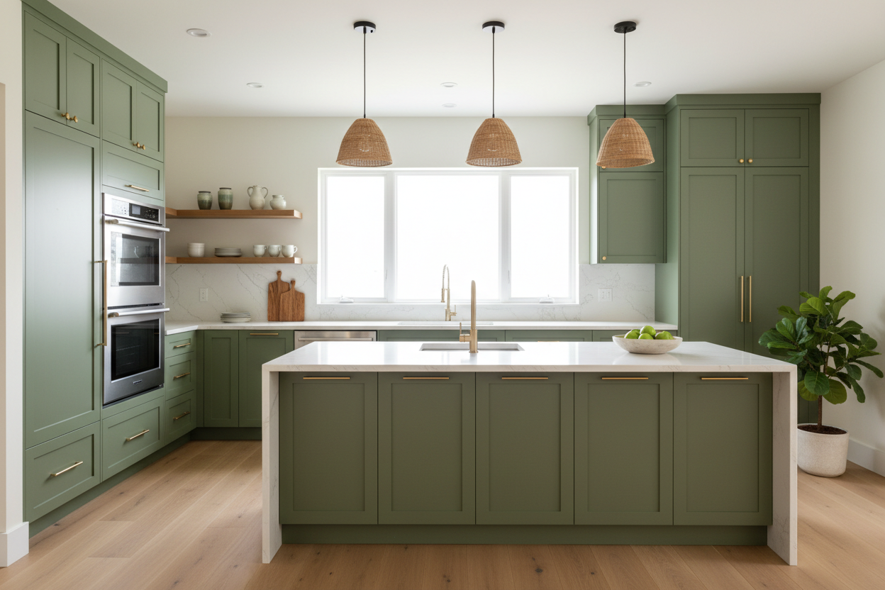 olive green kitchen cabinets