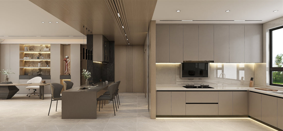beige kitchen cabinets