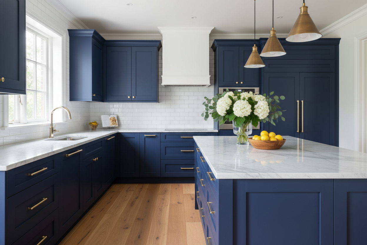 Blue kitchen cabinets