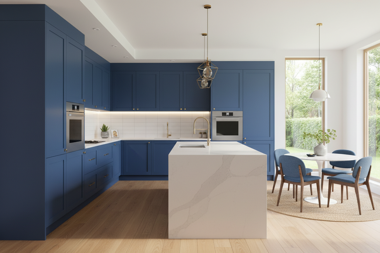 blue kitchen cabinets