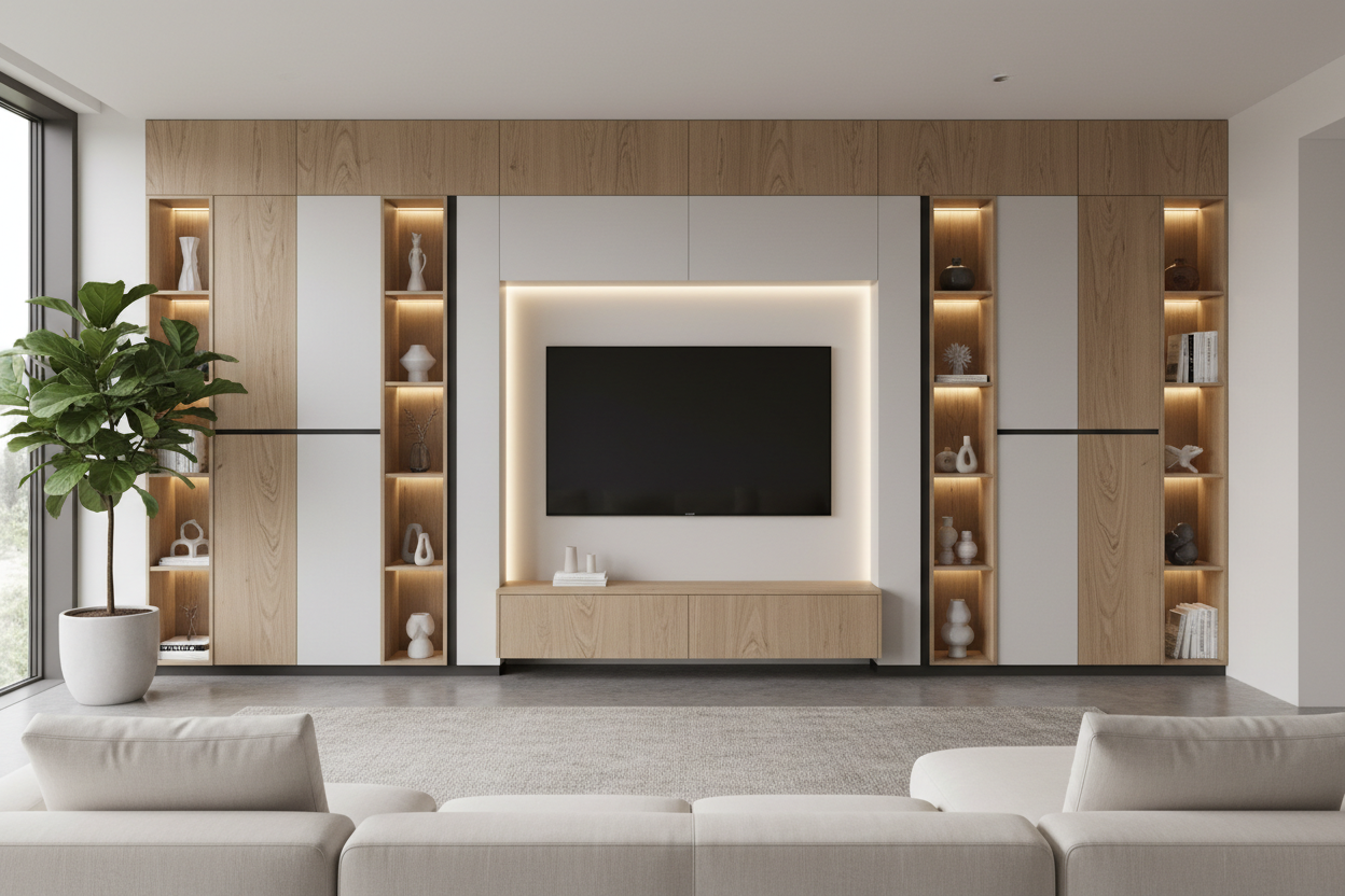 Built-In Cabinet TV Cabinet Design: Seamless Wall Integration & Smart Storage Planning