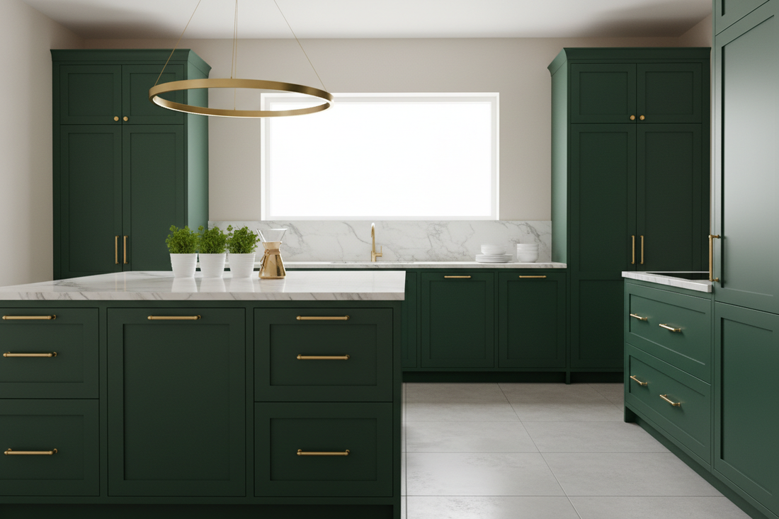 green kitchen cabinets