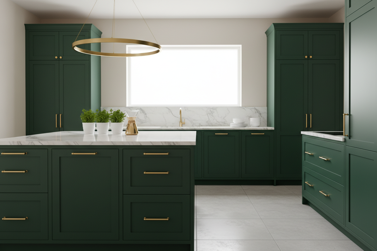 green kitchen cabinets