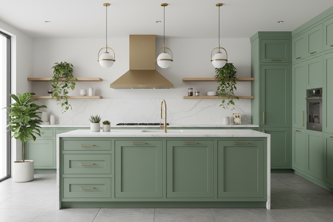 green kitchen cabinets
