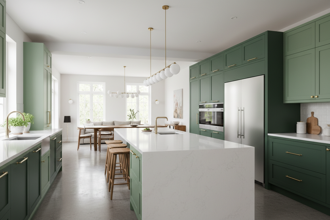 green kitchen cabinets