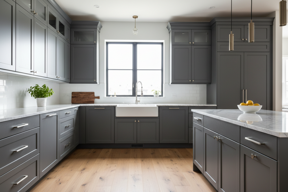 Grey kitchen cabinets