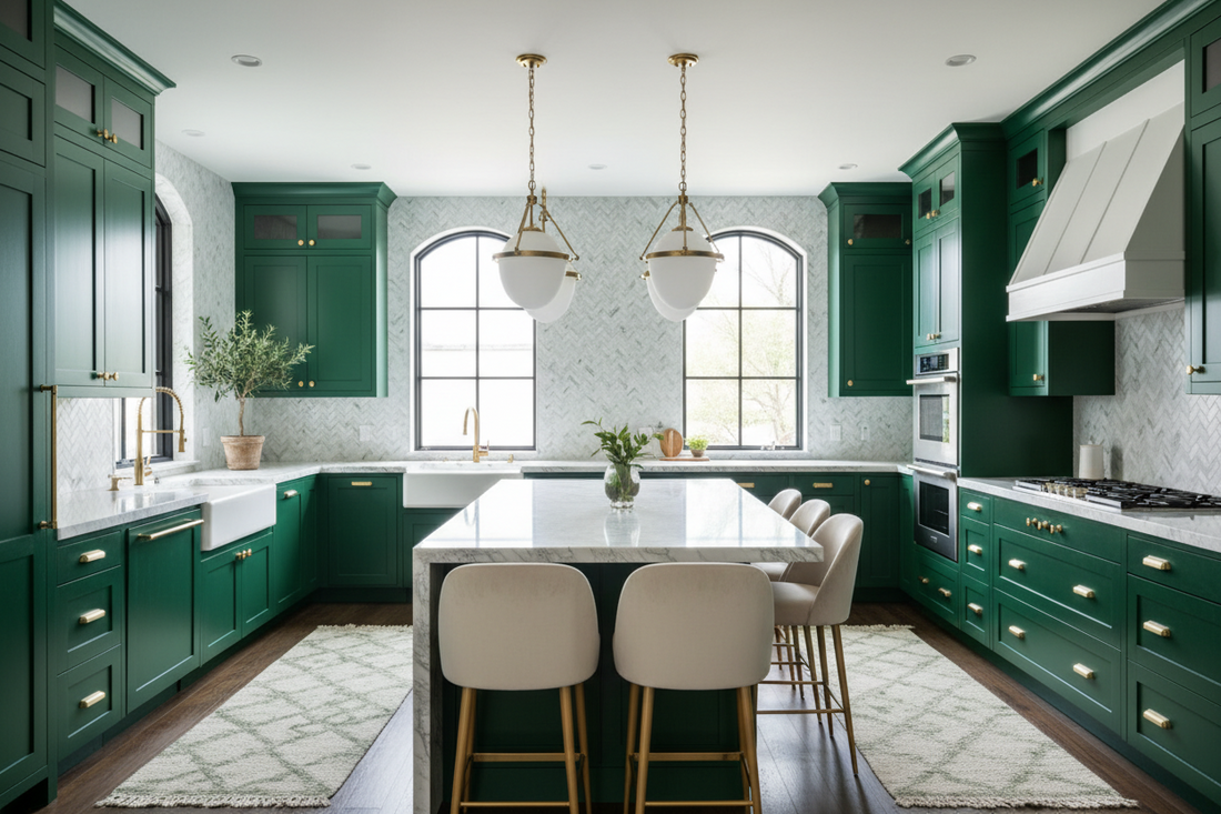 green kitchen cabinets