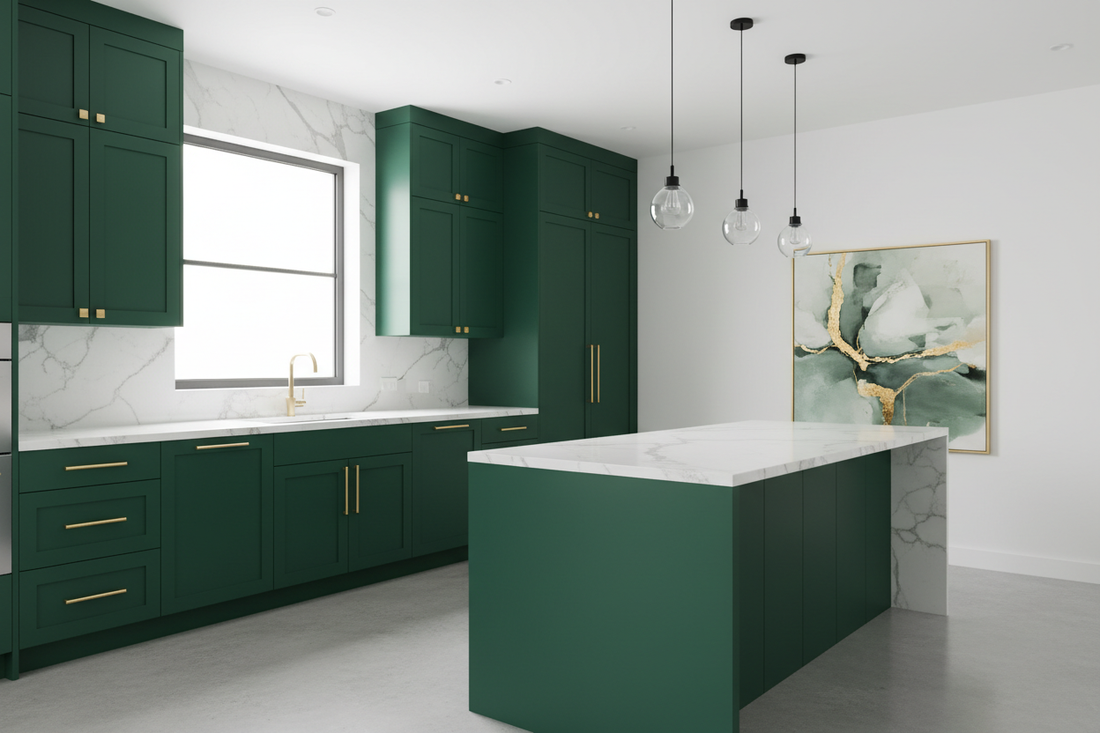 green cabinets