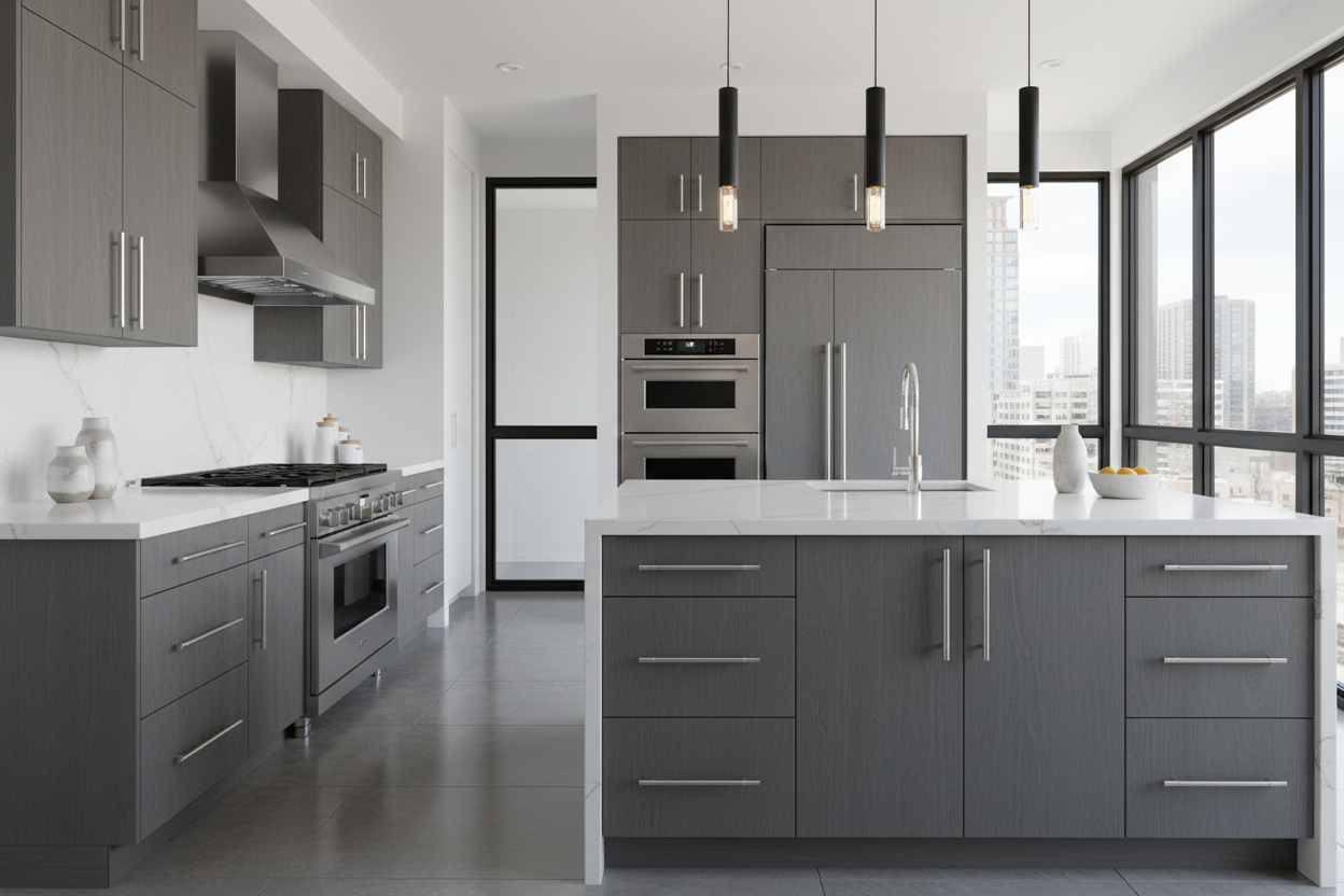 Grey kitchen cabinets